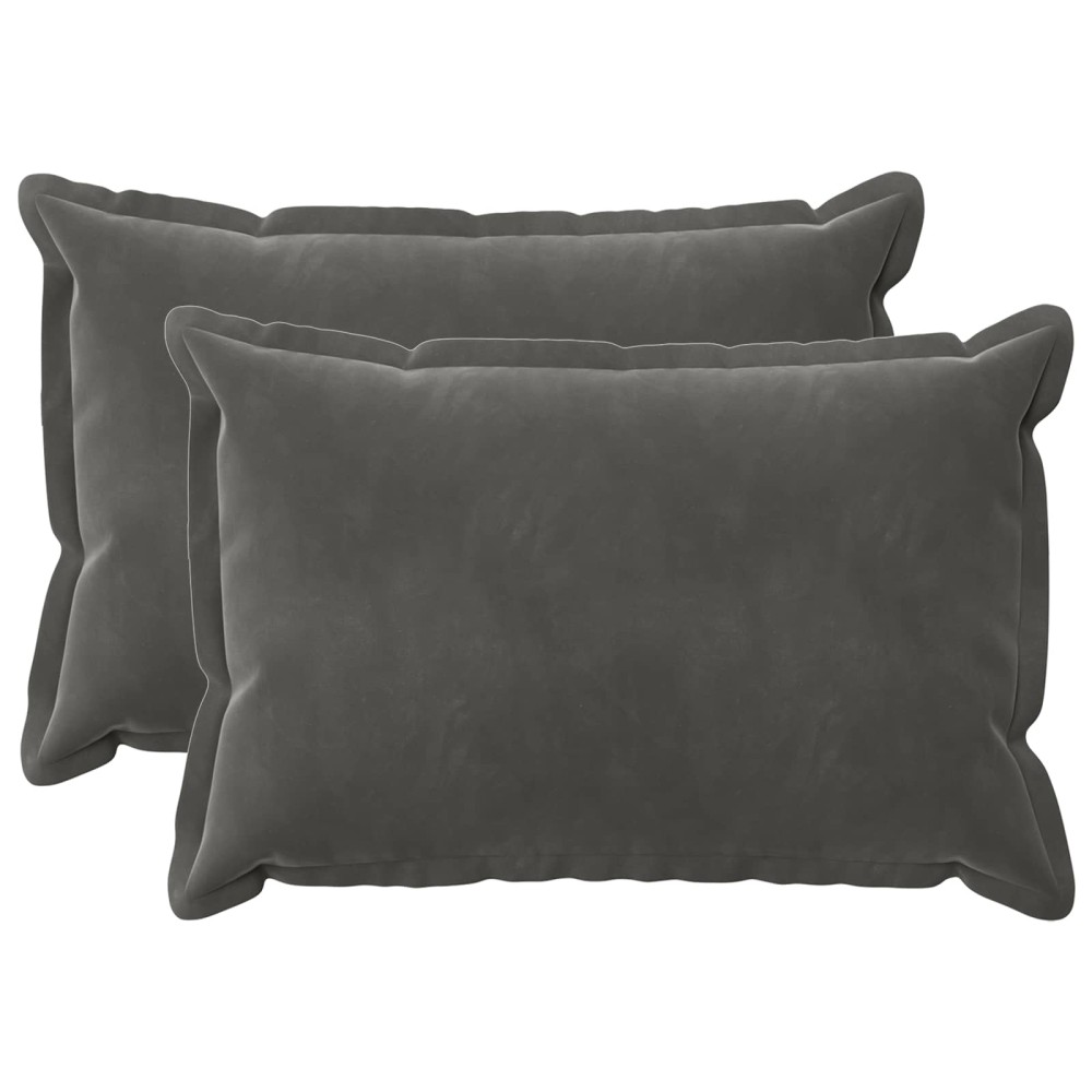 vidaXL Κάλυμμα Μαξιλαριού 2 pcs HOUTEN Σκούρο Γκρι 30 x 50 cm Βελούδο