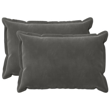 vidaXL Κάλυμμα Μαξιλαριού 2 pcs HOUTEN Σκούρο Γκρι 30 x 50 cm Βελούδο