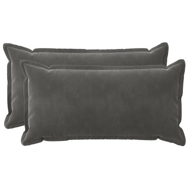 vidaXL Κάλυμμα Μαξιλαριού 2 pcs HOUTEN Σκούρο Γκρι 40 x 80 cm Βελούδο
