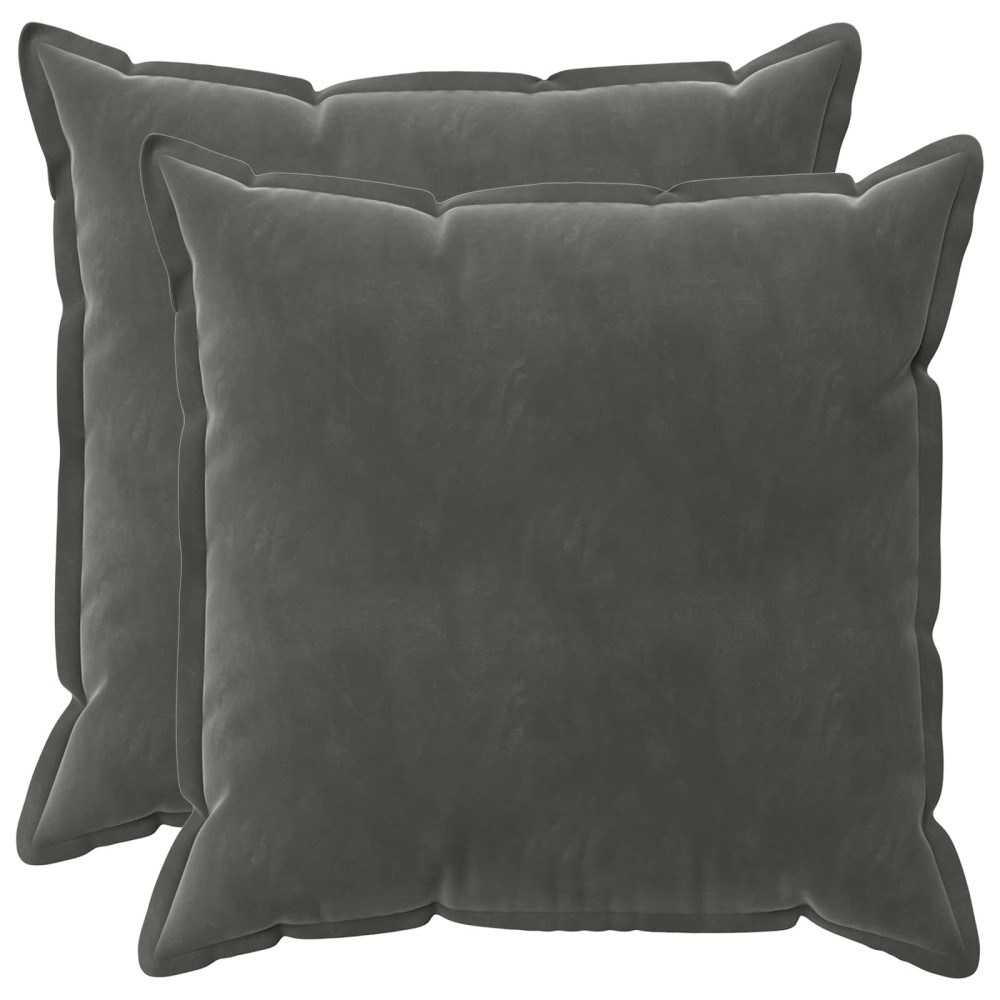 vidaXL Κάλυμμα Μαξιλαριού 2 pcs HOUTEN Σκούρο Γκρι 60 x 60 cm Βελούδο