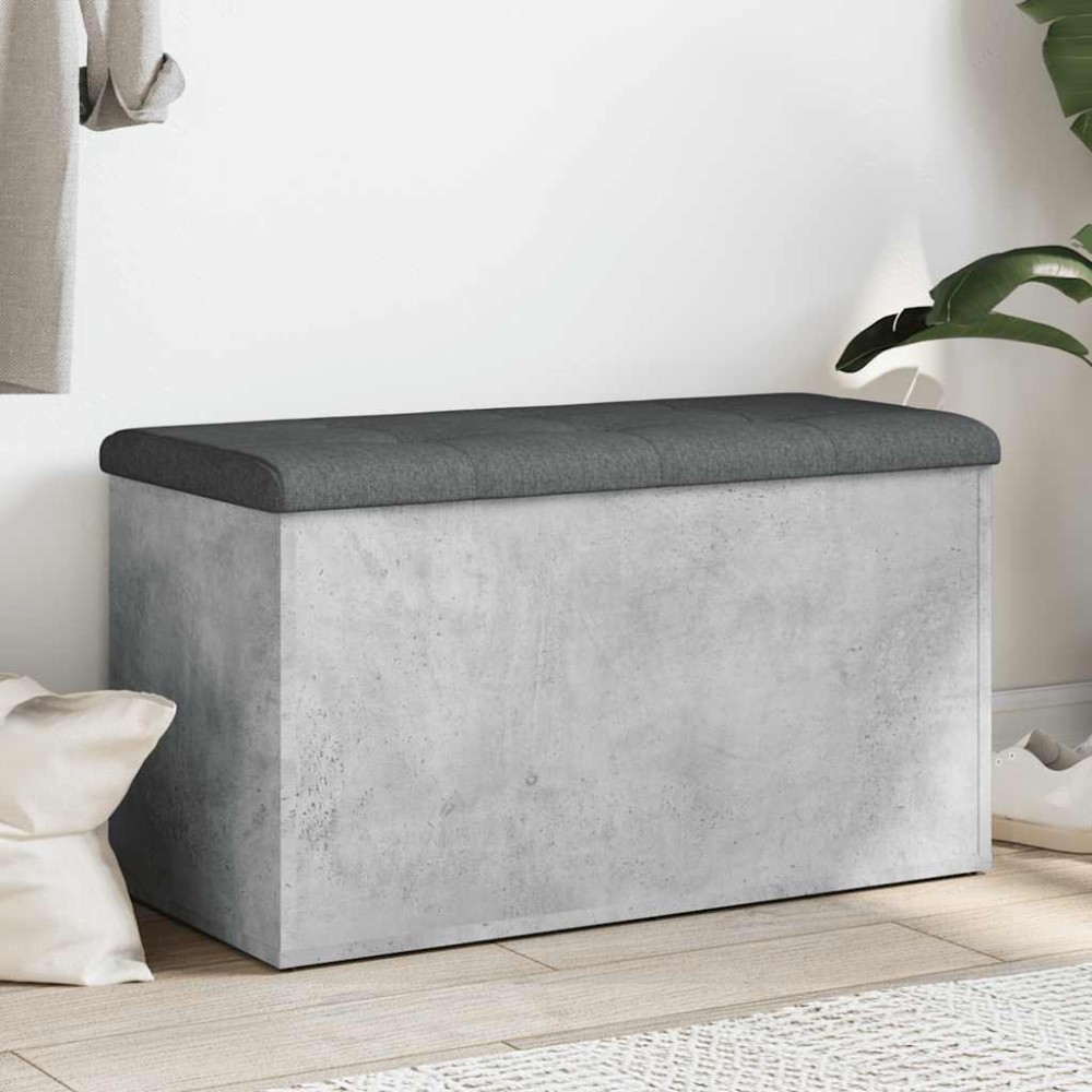 vidaXL Παγκάκι Αποθήκευσης Γκρι Σκυροδεμ. 82x42x45cm Επεξεργ. Ξύλο 1 τεμ.