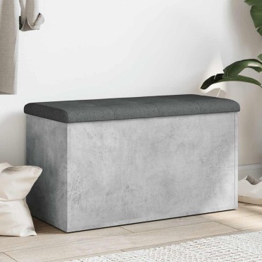 vidaXL Παγκάκι Αποθήκευσης Γκρι Σκυροδεμ. 82x42x45cm Επεξεργ. Ξύλο 1 τεμ.
