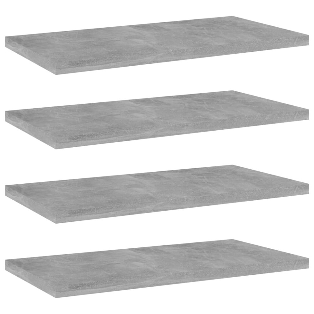 vidaXL Ράφια Βιβλιοθήκης 4 τεμ. Γκρι Σκυροδ. 40x20x1,5cm Επεξ.Ξύλο