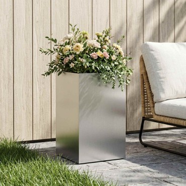 vidaXL Γλάστρα Κήπου Ασημί 30 x 30 x 40 cm Ανοξείδωτο Ατσάλι
