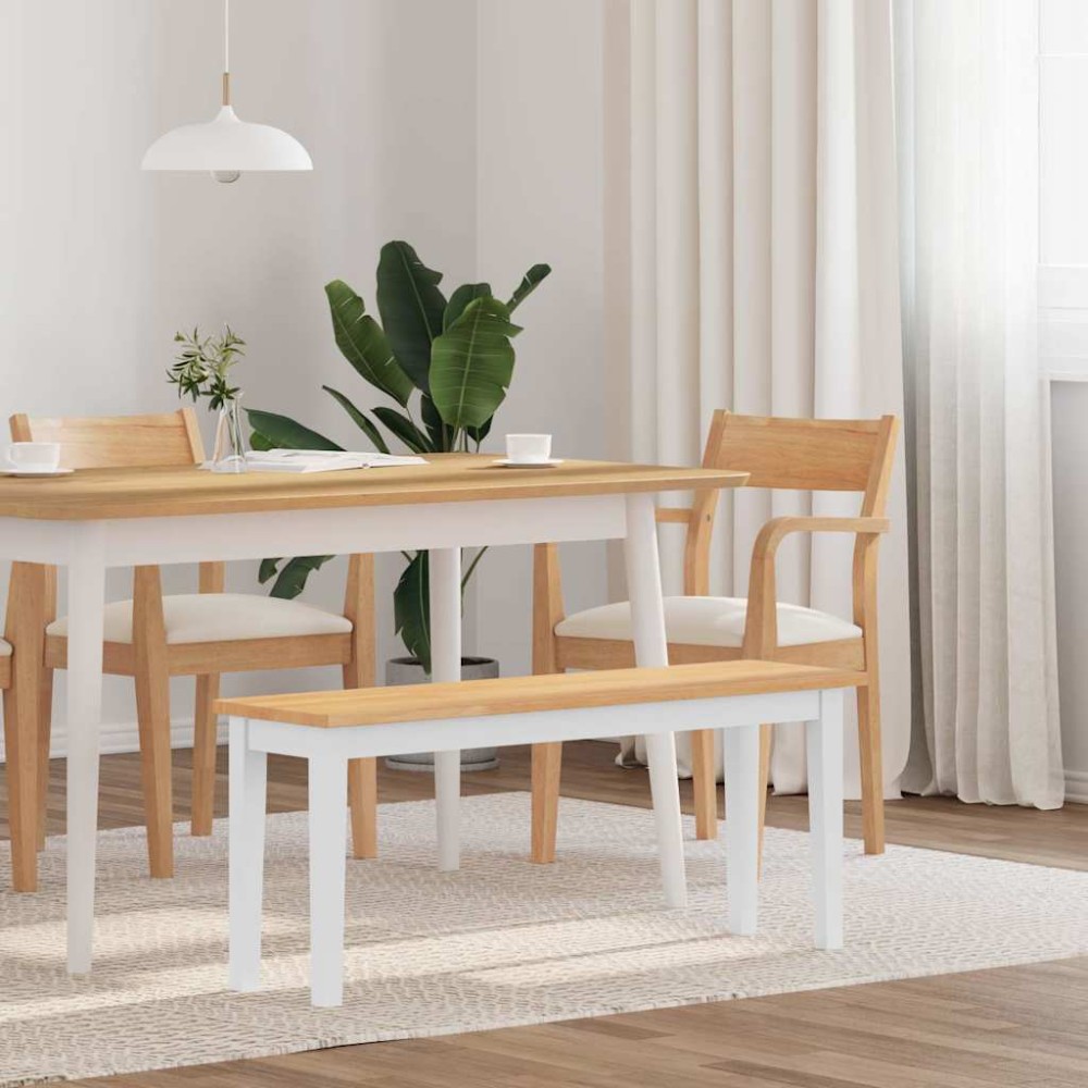 Πάγκος vidaXL Λευκό μασίφ ξύλο καουτσούκ 110x30x45cm