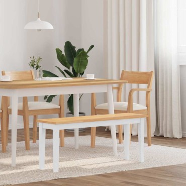 Πάγκος vidaXL Λευκό μασίφ ξύλο καουτσούκ 110x30x45cm