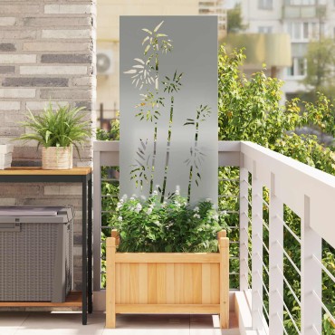 vidaXL Οθόνη Ιδιωτικότητας Κήπου Floral Ασημί 50 x 140 εκ