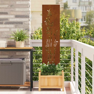 vidaXL Οθόνη Ιδιωτικότητας Κήπου Floral Σκ rusty 32 χ 140 εκ