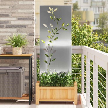 vidaXL Οθόνη Ιδιωτικότητας Κήπου Floral Ασημί 50 x 140 εκ