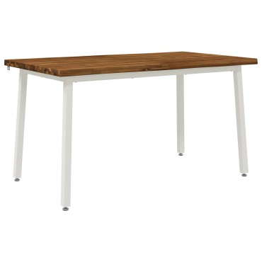 vidaXL 140x80x75cm Στερεό Ξύλο Ακακίας Φυσικό και Λευκό