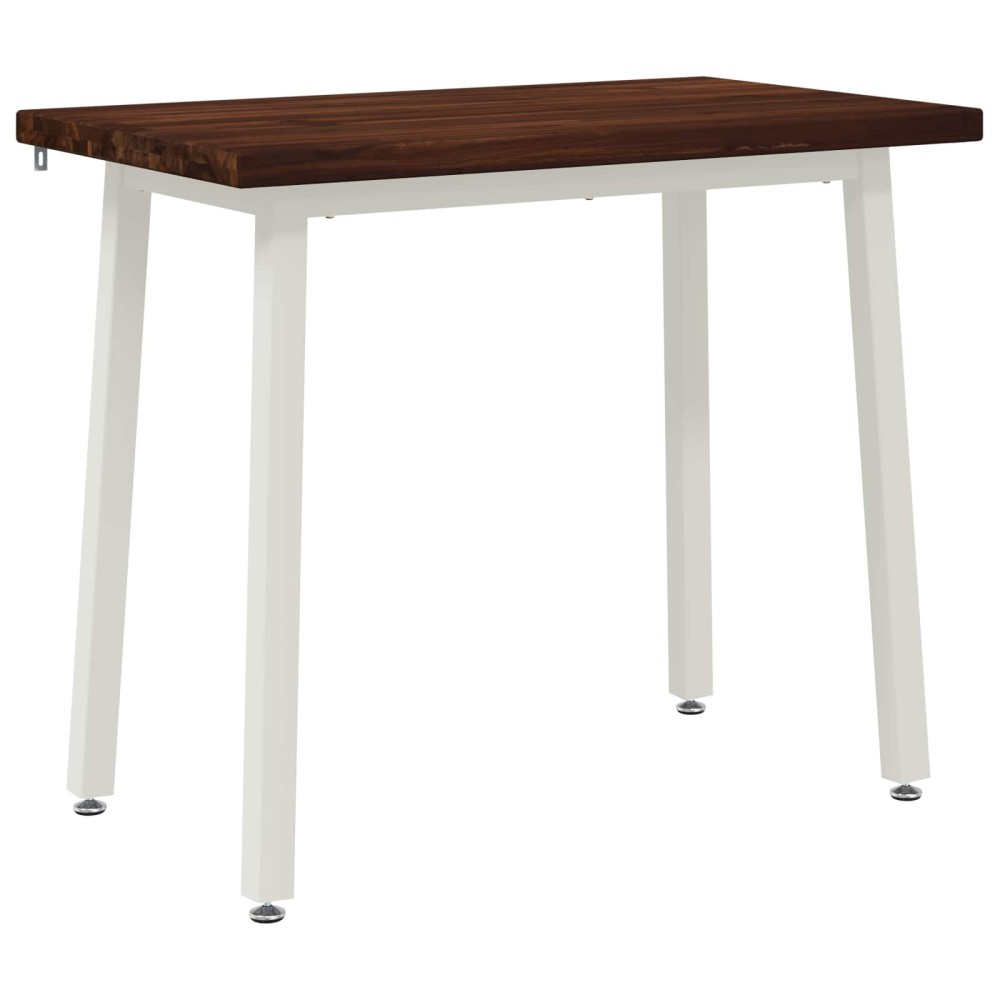 vidaXL 90x55x75cm Στερεό Ξύλο Ακακίας Σκούρο Καφέ και Λευκό