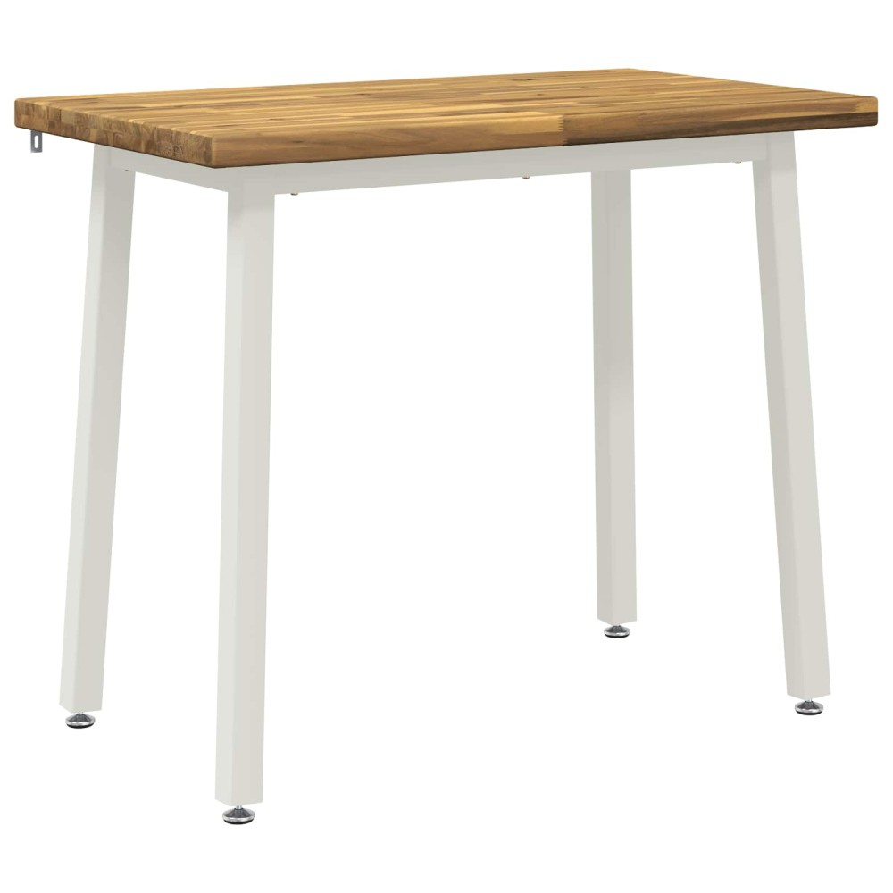 vidaXL 90x55x75cm Στερεό Ξύλο Ακακίας Λευκό Ορθογώνιος