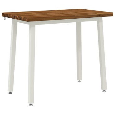 vidaXL 110x55x75cm Στερεό Ξύλο Ακακίας Φυσικό και Λευκό