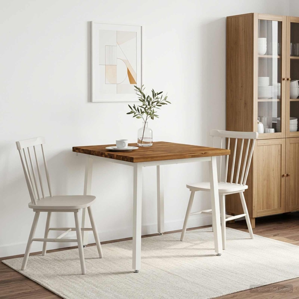 vidaXL 80x80x75cm Στερεό Ξύλο Ακακίας Φυσικό και Λευκό τετράγωνο