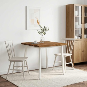 vidaXL 80x80x75cm Στερεό Ξύλο Ακακίας Φυσικό και Λευκό τετράγωνο