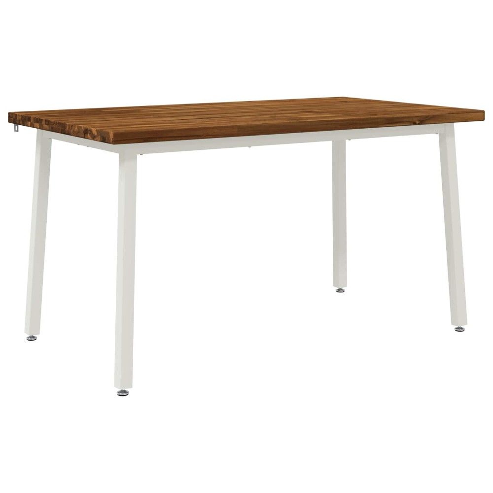 vidaXL 140x80x75cm Στερεό Ξύλο Ακακίας Φυσικό και Λευκό