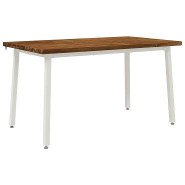 vidaXL 140x80x75cm Στερεό Ξύλο Ακακίας Φυσικό και Λευκό