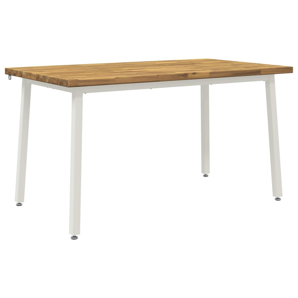 vidaXL 140x80x75cm Στερεό Ξύλο Ακακίας Λευκό Ορθογώνιος