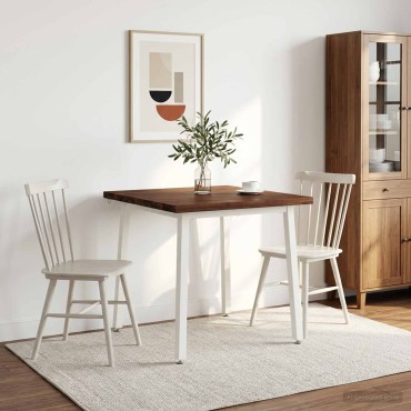 vidaXL 90x90x75cm Στερεό Ξύλο Ακακίας Σκούρο Καφέ και Λευκό