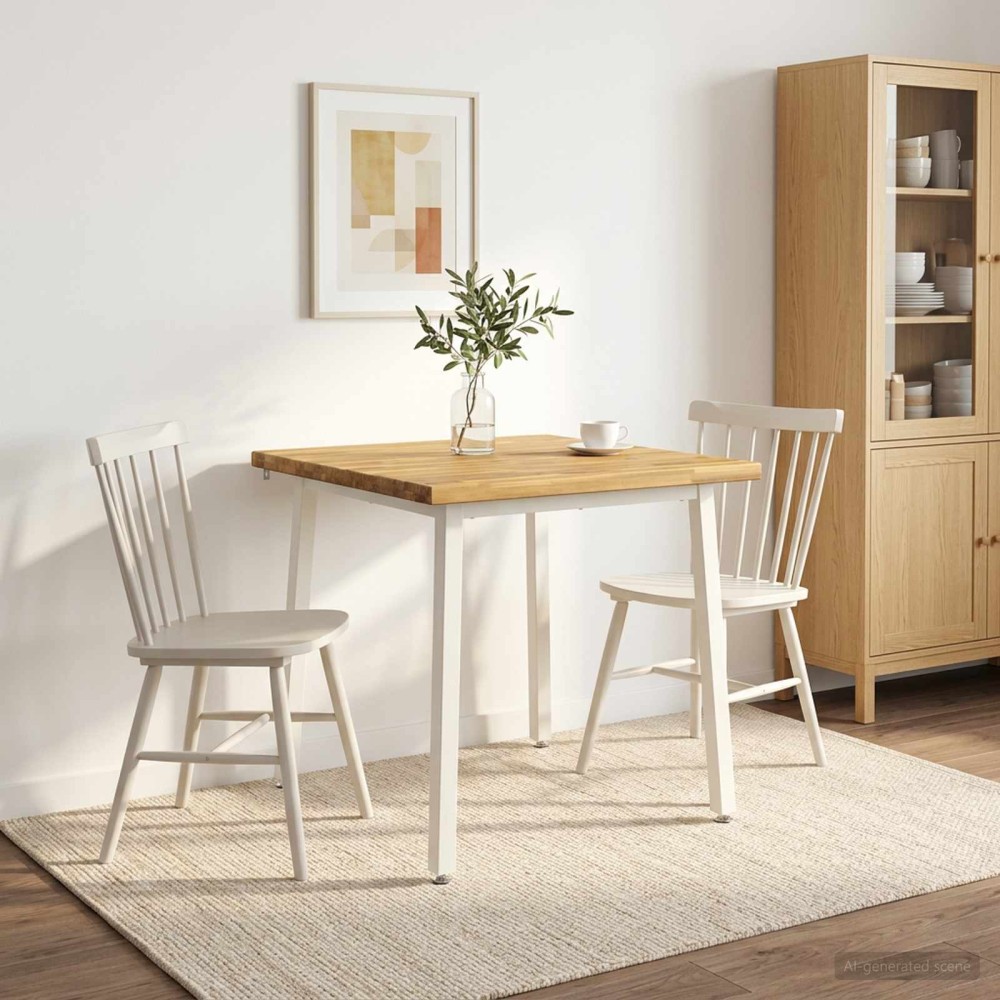 vidaXL 90x90x75cm Στερεό Ξύλο Ακακίας Λευκό τετράγωνο