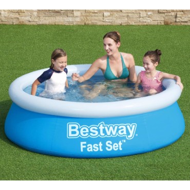 Bestway Πισίνα Φουσκωτή Στρογγυλή Fast Set Μπλε 183 x 51 εκ.