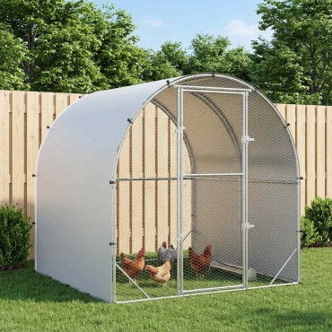 vidaXL Κοτέτσι Ασημί 200 x 200 x 200 cm Γαλβανισμένος Χάλυβας