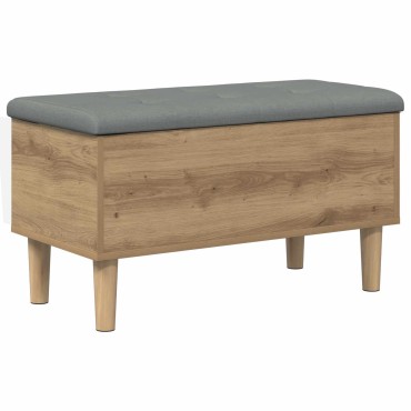 vidaXL Παγκάκι αποθήκευσης με μαξιλάρι Artisan Δρυς 82x42x46 εκ 1 τεμ.