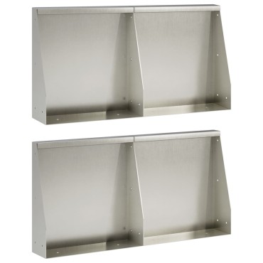 vidaXL Τοίχος Στήριξης 4 τμχ. 40 x 12 x 30 εκ. Ανοξείδωτο Ατσάλι Ασημί
