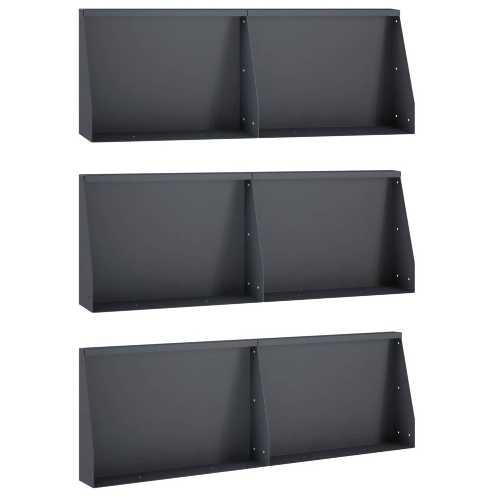 vidaXL Τοίχος Στήριξης 6 τμχ. 60 x 12 x 30 εκ Ατσάλι Ανθρακί