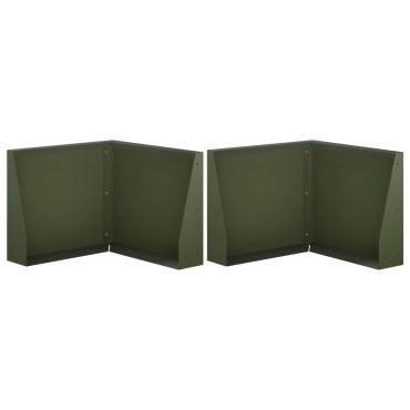vidaXL Τοίχος Στήριξης 2 τμχ. 50 x 50 x 30 εκ Ατσάλι Λαδί