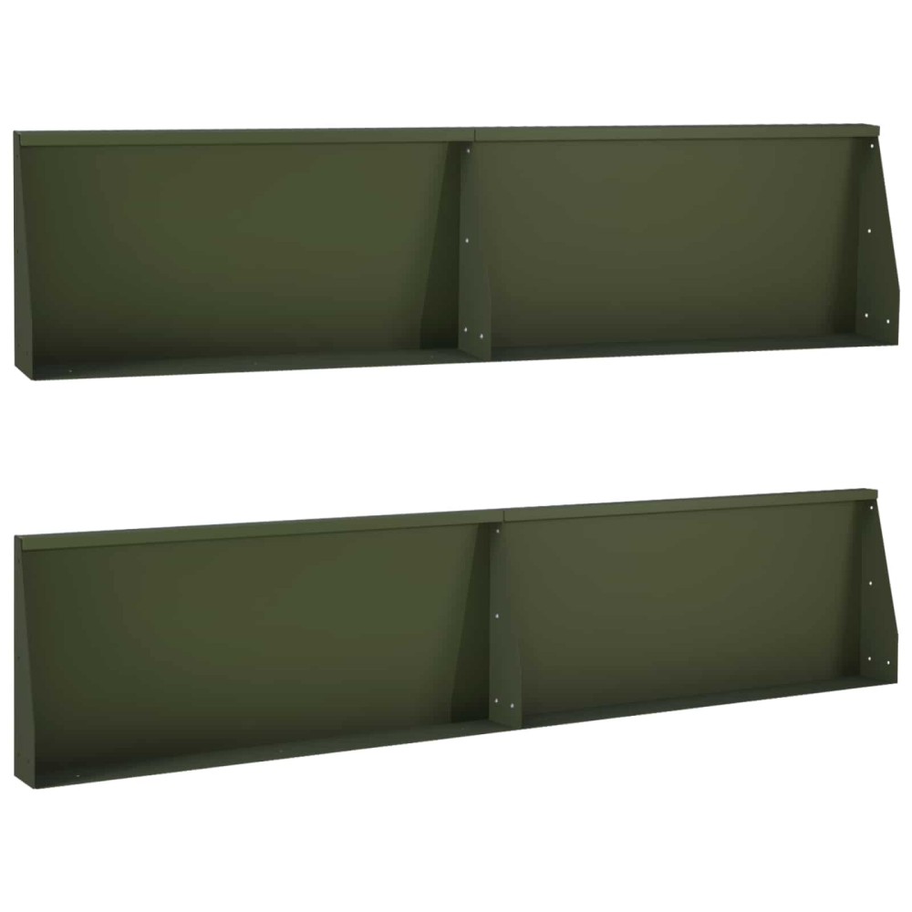 vidaXL Τοίχος Στήριξης 4 τμχ. 100 x 12 x 30 εκ Ατσάλι Λαδί