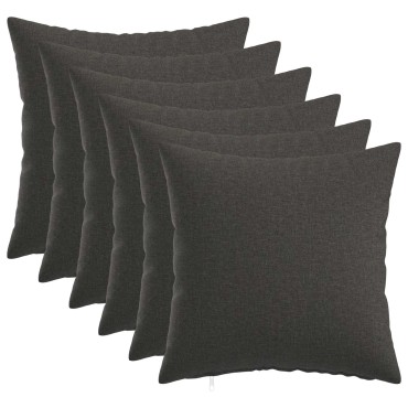 vidaXL Κάλυμμα Μαξιλαριού 6 τμχ. HEERLEN Σκούρο Γκρι 40 x 40 cm Ύφασμα