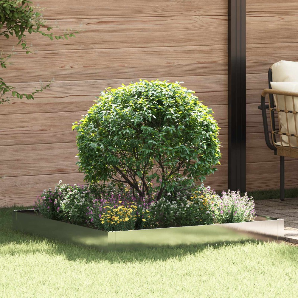 vidaXL Περίγραμμα γκαζόν 100 x 100 x 20 cm Ατσάλι Ασημί