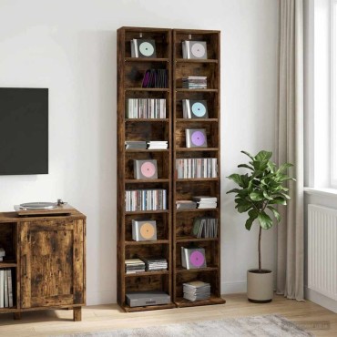 vidaXL Ντουλάπα CD 2 τεμ. Καπνισμένο Ξύλο Δρυός 33x23,5x175cm