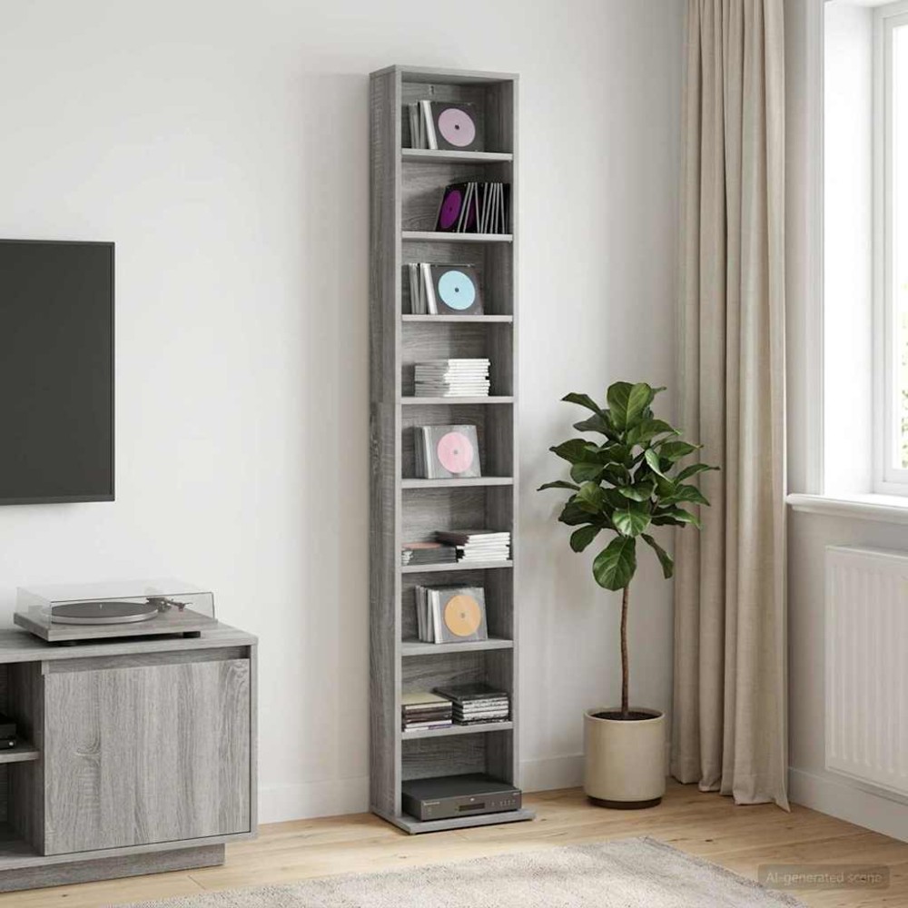vidaXL Ντουλάπα CD Γκρι Sonoma 33x23,5x175cm Επεξεργασμένο Ξύλο