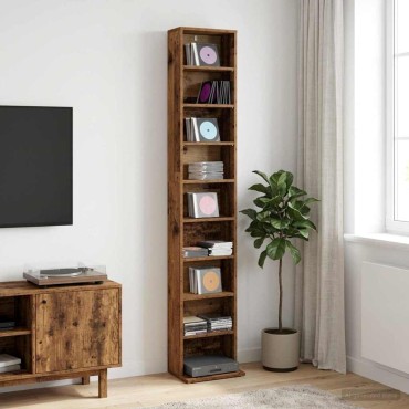 vidaXL Ντουλάπα CD Παλαιωμένο ξύλο 33x23,5x175cm