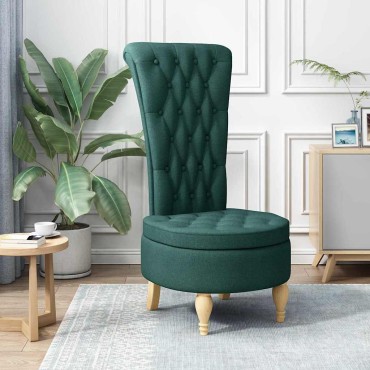vidaXL Καναπέ με κουβέρτα Σκούρο Πράσινο 56,5 x 70 x 110 εκ ύφασμα