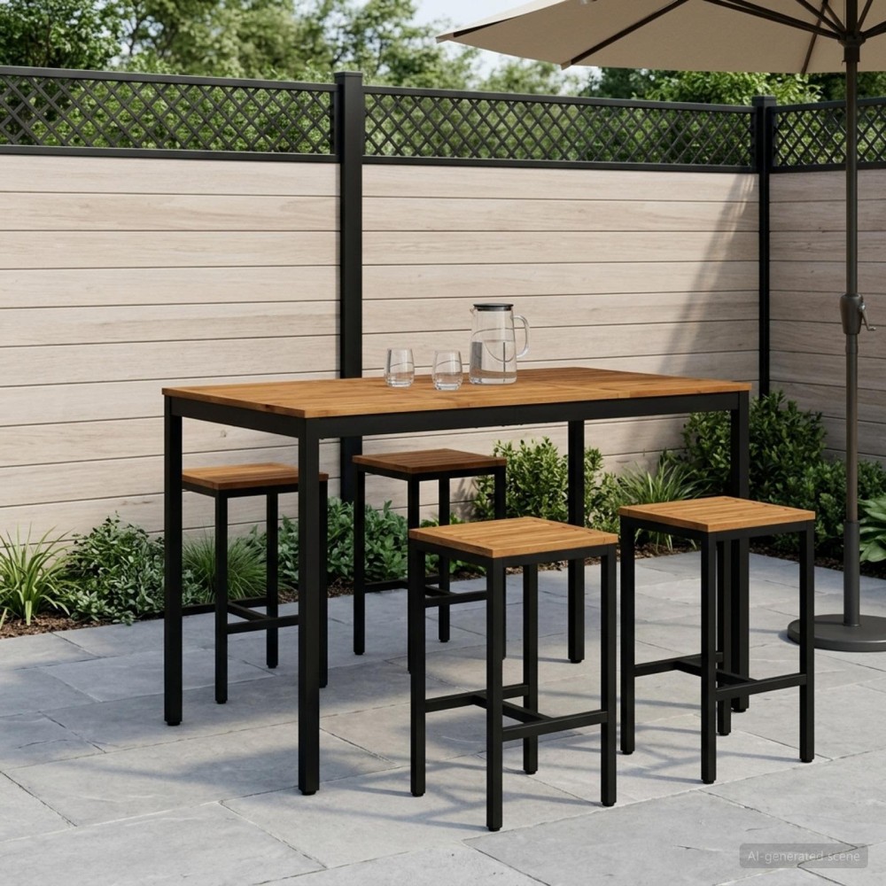 vidaXL Τραπέζι μπαρ κήπου NAARDEN Φυσικό και Μαύρο 147x88,5x105 εκ 1 τεμ.