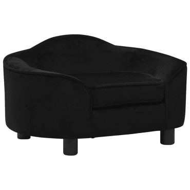 vidaXL Καναπές - Κρεβάτι Σκύλου Μαύρος 67 x 47 x 36 εκ. Βελουτέ