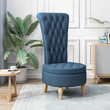 vidaXL Καναπέ με κουβέρτα Μπλε 56,5 x 70 x 110 εκ ύφασμα