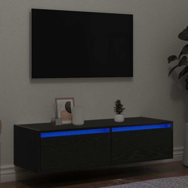 vidaXL Έπιπλο Τηλεόρασης με LED Μαύρη βελανιδιά 100X35,5x25cm