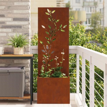 vidaXL Οθόνη Ιδιωτικότητας Κήπου Floral Σκ rusty 50 x 32 x 150 εκ