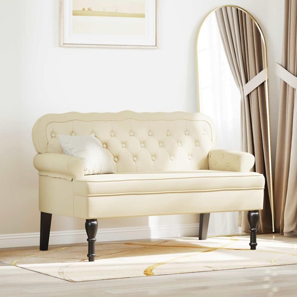 vidaXL Καναπές Chesterfield Κρεμ 119,5x64,5x75cm Τεχνητό Δέρμα
