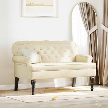 vidaXL Καναπές Chesterfield Κρεμ 119,5x64,5x75cm Τεχνητό Δέρμα