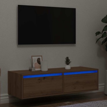 vidaXL Έπιπλο Τηλεόρασης με LED Τεχνίτης βελανιδιά 100X35,5x25cm