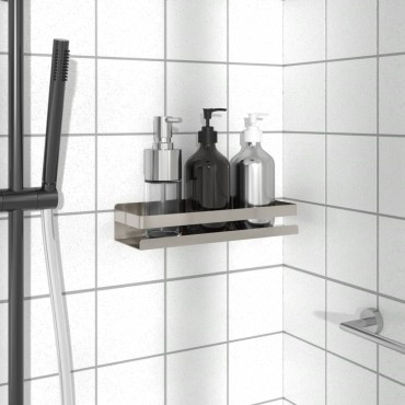 vidaXL Ράφι Μπάνιου 30x10x6cm Βουρτσισμένο Ανοξείδωτο Ατσάλι 304