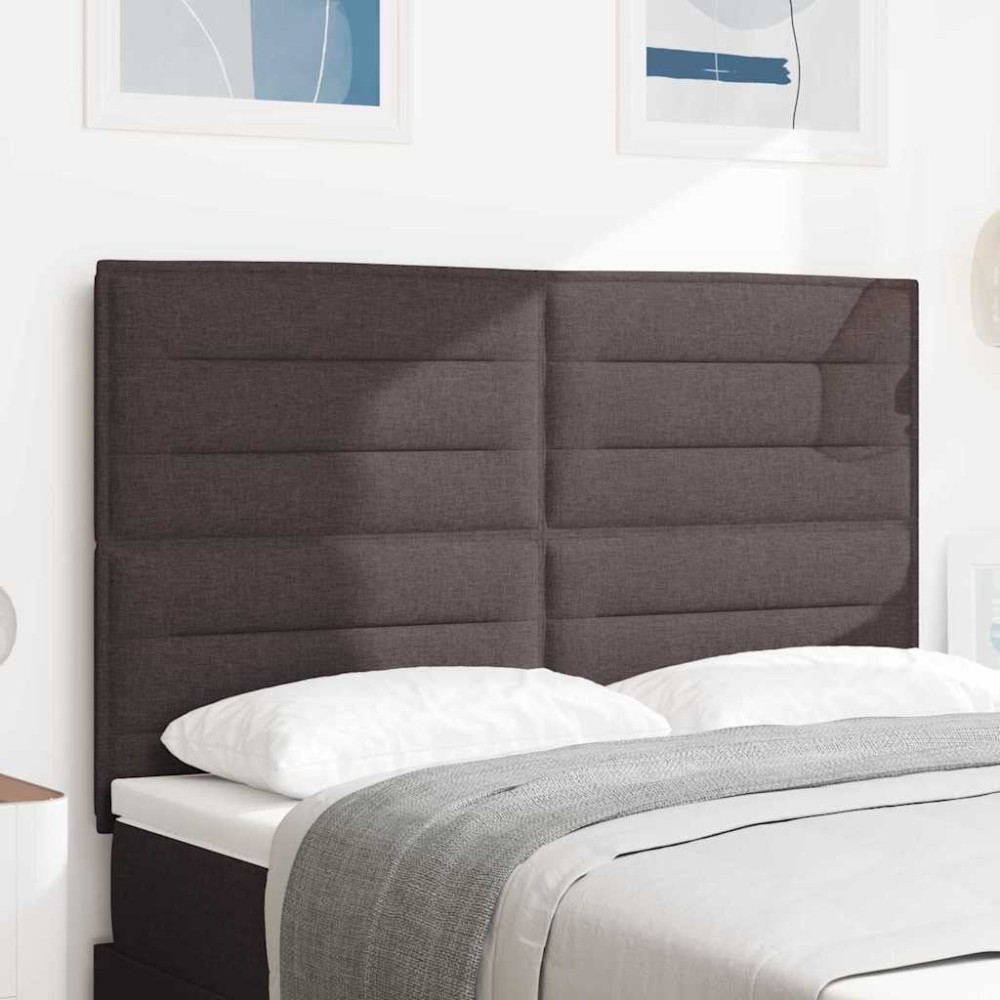 vidaXL LED κεφαλάρι Σκούρο Καφέ ύφασμα 144x7x128cm
