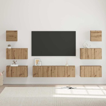 vidaXL Σετ επίπλου τηλεόρασης 8 τμχ. Artisan Oak Επεξεργασμένο Ξύλο