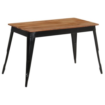 vidaXL Τραπεζαρία 120x60x76cm από Μασίφ Ξύλο Ακακίας και Ατσάλι 1 τεμ.