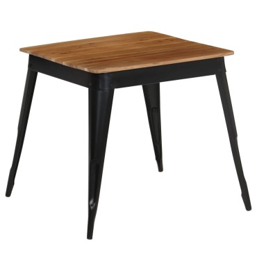 vidaXL Τραπεζαρία 75x75x76cm από Μασίφ Ξύλο Ακακίας και Ατσάλι 1 τεμ.